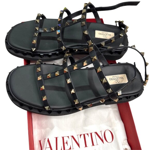 Valentino Garavani Rockstud Caged Black Leather Sandals 10 US NIB MSRP $1090 - Picture 2 of 8